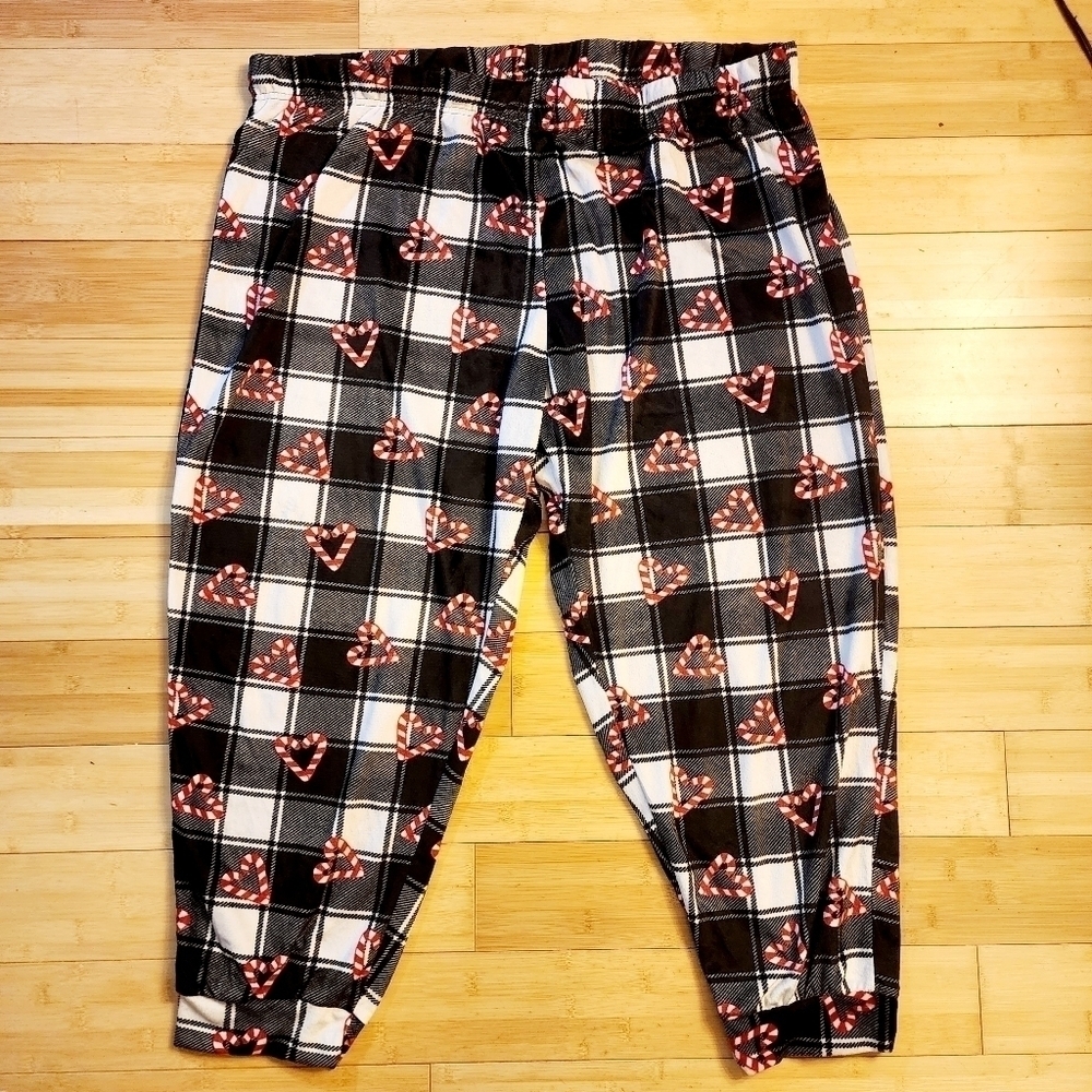 Briefly Stated Gingham Plaid Candy Cane Pajama Pants Women's 3X (22W-24W) EUC
